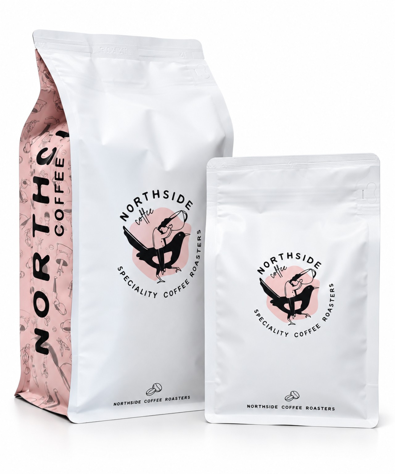 Two Northside Coffee Roasters bags in large and small sizes